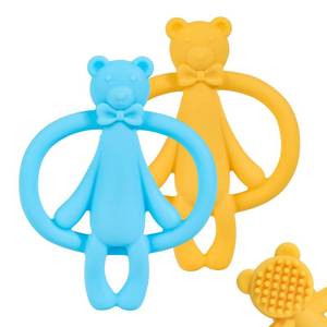 lot 16200 image: 2 Pack Baby Teething Toys for 0-6 6-12 Months, Silicone Baby Bear Teether, Easy to Grip Teether for Babies Infants Boys Girls, BPA Free, Blue and Yellow