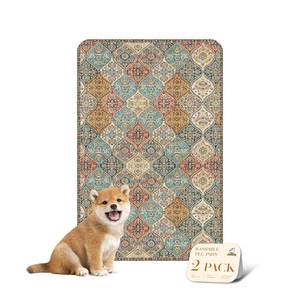 lot 16203 image: nunubaby Washable Pee Pads for Dogs, Stylish, Non-Slip and Leak-Proof Pee Pads. Reusable Potty Pads for Dogs for Crates and Floors.(CreamMulti, 24in. x36in. )