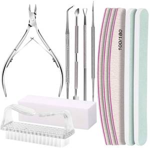 lot 16222 image: FANDAMEI Manicure Kit, Nail Files 100180, Cuticle Nippers, Nail Buffer Block, Cuticle Pusher, Cuticle Peeler, Ingrown Toenail Tool, Toenail File, Nail Care Kit, Nail Tools for Manicure, White