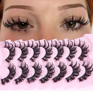 lot 16227 image: Lashes Wispy False Eyelashes Natural Fairy Fake Eyelashes Cat Eye Lashes Mink Long Strip Eyelashes Doll Manga Lashes 7 Pairs C Curly Lashes Pack by ALICROWN