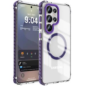 lot 18111 image: DEERLAMN Strong Magnetic Case for Samsung Galaxy S26 Ultra 6.9-Inch,Compatible with MagsafeMilitary Grade Drop Protection Clear Slim Shockproof Protective Phone Cover, TransparentPurple