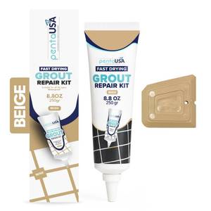 lot 18116 image: PentaUSA Warm Beige Tile Grout Repair Kit - Premixed Sanded Grout for Bathroom Shower Kitchen Floor, Beige Collection, Water-Resistant Filler Tube with Applicator, Easy DIY Restore (8.8oz  250g)