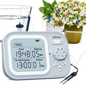 lot 18117 image: Automatic Plant Waterer Indoor Self Watering System for 15 Potted Plants, Auto Drip Irrigation Kit Programmable Water Timer with Smart Humidity Detection, Blue