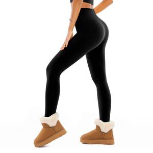lot 18118 image: SINOPHANT Fleece Lined Leggings Women, Soft Elastic High Waisted Warm Thermal Winter Thick Yoga Pants, Black, S-M