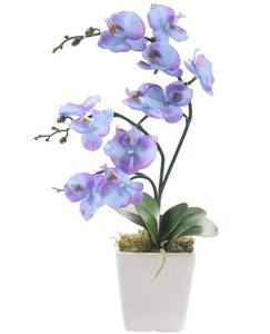 lot 18136 image: YSZL 15in. Tall Artificial Silk Phalaenopsis Orchid Flower Plant Pot Arrangements (Purple Blue)
