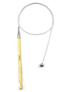lot 18145 image: Weabetfu Bamboo Tunisian Crochet Hook with Steel Cable,32-Inch Length Afghan Crochet Hooks Needles for Handmade Creative DIY and Carpet Rug Blanket Weaving Knitting Needles,7mm