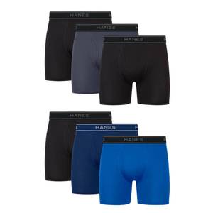 lot 18151 image: Hanes Mens Value Performance Stretch Boxer Brief Underwear, Moisture-Wicking, 6-Pack