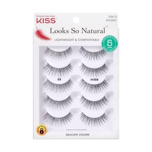 lot 18168 image: KISS Looks So Natural, False Eyelashes, Multipack - 03, 10mm, Includes, Easy to Apply, Reusable Lash Clusters