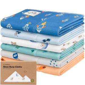 lot 18172 image: Organic Burp Cloths Baby Boy, Girl - 6-Pack Large 100percent Cotton Burping Cloths for Babies, Spit Up Rags, Super Absorbent, Ultra Soft Newborn Rag, Gender Neutral, Machine Washable, Durable (Cosmo)
