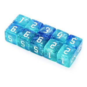 lot 18173 image: Yiotfandoll 10 Pieces Polyhedral D6 Dice 16mm Acrylic Double Colors 6 Sided Game Dice for RPG MTG DND Table Games (Blue Green)