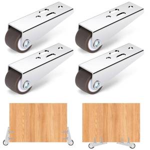 lot 18184 image: 0.9Inch Low Profile Casters Wheels Set of 4, Mini Long Frame Rigid Caster, Small Fixed Caster Wheels for Furniture, Drawer, Door, Bookcase, DIY(Load��44LbsEach), Vertical or Horizontal Installation