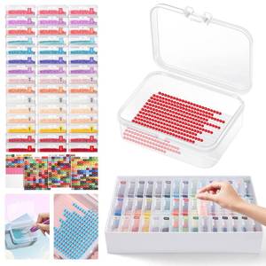 lot 18187 image: Glotrove Diamond Art Storage Containers Trays, 45pcs Diamond Painting Trays with Lids, 2-in-1 Beads, Gems & Drills Storage and Line-Up Accessories for Diamond Painting