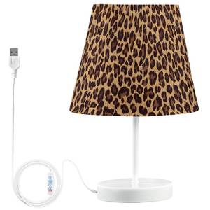 lot 19254 image: Peystean Animal Leopard Print 3 Colors Dimmable LED Table Lamp with USB Port,11.8in. Linen Shade Bedside Nightstand Decor Night Light for Home Living Room Desk Cafe
