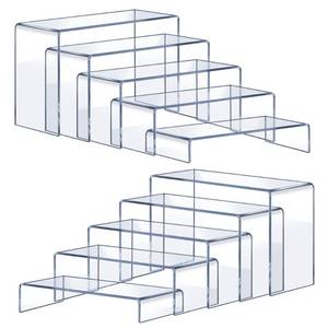 lot 19257 image: OVNTHYK Acrylic Risers 10 Pcs (2 Sets) �� Large Display Risers, Clear Perfume Organizer Stands for Figures, Jewelry, Decorations, Cupcakes & Dessert Table Display