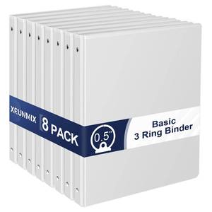 lot 19260 image: 0.5-Inch 3-Ring-Binder with Pockets, 12 Basic Binders 1-inch View Round Binders Holds 100 Sheets US Letter Size 8.5 x 11 - Bundle Packs Perfect for Home, Office, and School (0.5-inch)