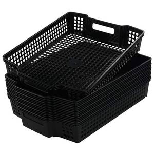 lot 19261 image: Anbers Black Plastic Storage Baskets, Stackable Office Organizer Trays, 6 Packs