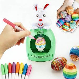lot 19268 image: Zappido Easter Egg Decorating Kit for Kids, 10Pcs Cute Bunny Egg Decorator Rotator Gifts Crafts with 8 Coloring Markers for Party Supplies, Birthday, Egg Hunt Game