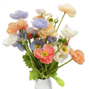 lot 19277 image: TooGet Fake Flowers 8 Pcs Poppies Plastic Flowers Artificial Silk Flower Bouquet for Home Office Wedding Outdoor and Patio Lawn Garden Decor, Height 24 Inches - Mixed Colors