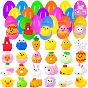 lot 19291 image: ZICZLI 24 Pack Plastic Easter Eggs Filled Mochi Squishies Toys, Squishies Toys Stress Reliever Egg Fillers Kids Boys Girls Easter Egg Hunt Filling Treats Easter Basket Stuffers Party Favor
