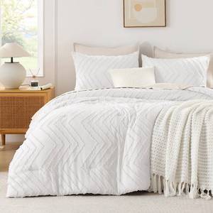 lot 19301 image: Andency White TwinTwin XL Comforter Set, Twin Bed Comforter for College Dorm Girls Boys Kids Boho Soft Warm Cute Comforter, 2 Pieces Aesthetic Chevron Bohemian Bedding Set