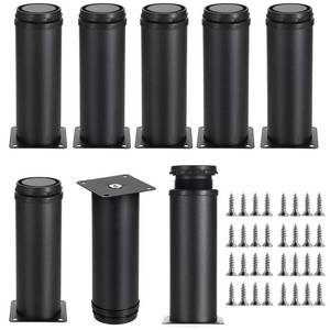 lot 19310 image: OwnMy 8PCS 6 Inch Stainless Steel Furniture Legs Feets Adjustable Metal Cabinet Desk Sofa Legs, Black Round Metal Furniture Risers Heavy Duty Coffee Table Replacement Legs for TV StandsDressers