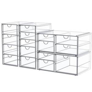lot 19315 image: caktraie Makeup Organizer Storage With 16 Drawers, 4 Pcs Desktop Office Supplies, Desk Organizers, Clear Accessories, Dustproof Storage Drawer and for Make Up, Jewelry, Pen, Stationary (Used)