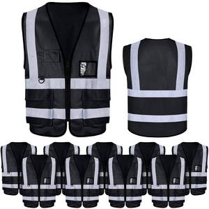 lot 19321 image: EBOOT 10 Pack Safety Vests with Reflective Strips, High Visibility Vest for Construction, Volunteers, Event Staff, Running(Black)