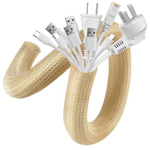lot 20004 image: AGPTEK Cable Sleeve, 10ft - 1.5 inch Cable Management, Desk Cord Cover Organizer Wire Hider for Home Office Computer TV Wire Loom Tubing, Pet Proof Cord Protector from Cat Dog Chewing, Wood Color
