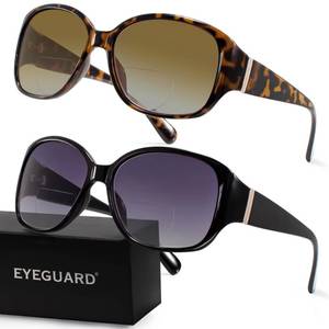 lot 20337 image: EYEGUARD 2 Pack Bifocal Reading Sunglasses for Women Oversized Sun Readers UV400 Protection Outdoor Reading Glasses 2.50