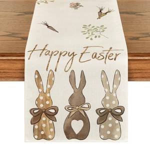 lot 20338 image: Artoid Mode Carrots Rabbit Bunny Happy Easter Table Runner, Spring Summer Seasonal Holiday Kitchen Dining Table Decoration for Indoor Outdoor Home Party Decor 13 x 72 Inch