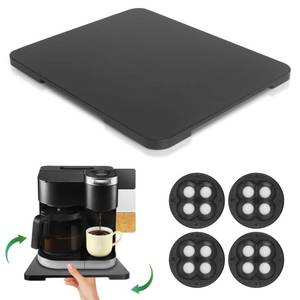 lot 20343 image: 360° Rolling Tray Bamboo Appliance Slider for Kitchen Appliances, Coffee Maker Mat Tray for Countertops Sliding Tray for Coffee Maker Appliances Mat Easily from Under The Cabinet Black 11.6�13.9