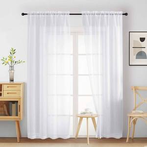 lot 20349 image: Ebesto White Sheer Curtains for Bedroom 84 Inches Long 2 Panels Set, Light Filtering Elegant Soft Airy Modern Sheer White Curtains for Living Room, Dual Rod Pocket Window Drapes, 2x40Wx84L Inches