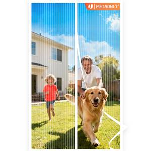 lot 20354 image: METAONLY Magnetic Screen Door Mesh Fits 36in. x 80in. Door - Curtain Size 38in. x 82in., Works for Patio, Sliding Door, Keeps Bug Mosquito Out, Fresh Air Flow, White