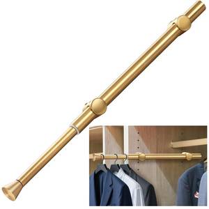 lot 20365 image: 12in. Pull-Out Valet Rod for Closet Organization, Add Extra Hanging Space 304 Stainless Steel Closet Rods, Space-Saving Design for Small Closets, Golden
