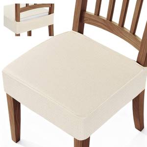lot 20401 image: Songrey Waterproof Seat Covers for Dining Chairs Set of 4, No Rear Chair Covers, Stretch Removable Washable Chair Slipcover Protector, Beige