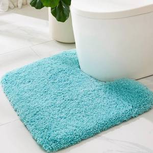 lot 20411 image: ILANGO Teal Toilet Rugs U Shaped 22in. � 24in. Non Slip & Super Absorbent Extra Thick Soft, Washable Bath Mats for Bathroom Floor, Microfiber Plush Shaggy Contour Bath Rugs for Toilet,Dry Quick