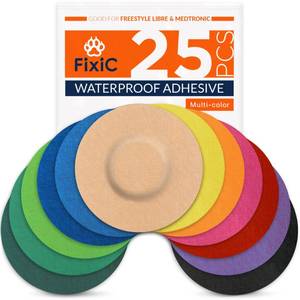lot 20414 image: Fixi� Sensor Covers 25 Pack 3 12in. - Perfect Freestyle Adhesive Bandages for Libre 1, 2, 3 & Plus - G7 & Stelo - Guardian - Waterproof Adhesive Patches - Pre-Cut - The Best Fixation (Multi-Color)