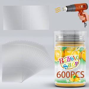 lot 20420 image: 600Pcs Shrink Wrap for Bottles Bands Jars - Clear Heat Shrink Bottle Seals for Essential Oil Bottle, Dropper Bottle and Test Tube Bottle Cap (Caps Under 3-inch Diameter 4.5 x 1.2 InchFits Bottle)