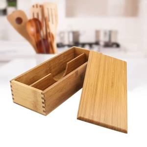 lot 20428 image: Wooden Cutlery Box with Lid, Small Drawer Organizer Kitchen, Cutlery Organizer in Drawer for Spoon Utensil Chopsticks Box for Kitchen Countertop, 10.6x4.3x2.5inch
