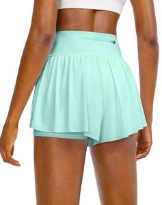lot 20436 image: Flowy Running Shorts for Women with 4 Pockets 2 in 1 High Waisted Womens Butterfly Workout Athletic Tennis Skirt Shorts (Light Green, M)