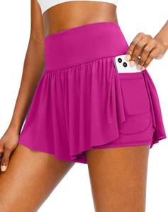 lot 20438 image: Flowy Running Shorts for Women with 4 Pockets 2 in 1 High Waisted Womens Butterfly Workout Athletic Tennis Skirt Shorts (Hot Pink, M)