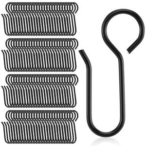 lot 20440 image: Jetec 120 Pcs Metal Curtain Track Hooks S Shaped Small Curtain Metal Drape Wire Hooks for Ceiling Drape Track (Black)