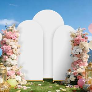 lot 20444 image: Arch Backdrop Cover Wedding Spandex Fitted Arch Covers,Round Top Chiara Baby Bridal Shower Party Birthday Banquet (White, 7.2ft6.6ft6ft)