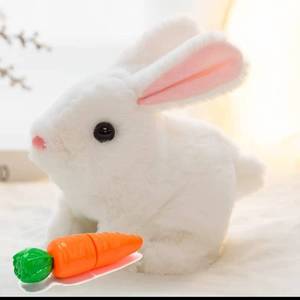 lot 20449 image: HOTKSOFT Easter Bunny Toy, Rabbit Interactive Hopping Electronic Pet Plush Bunny Toy with Sounds and Movements Animated Walking Wiggle Ears Twitch Nose (White)