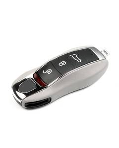 lot 20455 image: LIMBQS Leather Key Fob Cover for Porsche Macan Panamera 911, Key Chain Keychain Key Cover for Porsche Cayenne 718 Cayman Boxster Accessories (Sub Gray)