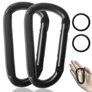 lot 20458 image: Carabiner Caribeener Clips, 3in. Heavy Duty Carabiner for Hammocks, Camping Accessories, Hiking, Keychains, D Shaped Spring Hook Carabiners for Dog Leash, Harness and Key Ring, 880lbs, Black(2 PCS)