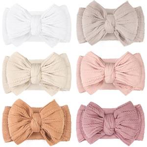 lot 20462 image: CELLOT 6 Pcs Baby Bows Headbands Nylon Hairbands Baby Girl Bows Hair Accessories for Newborn Infant Toddler Essentials (Light Pink Series)