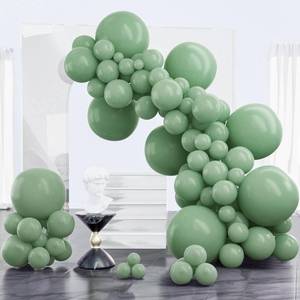 lot 20470 image: PartyWoo Dusty Green Balloons 100 pcs Different Sizes of 18 12 10 5 Inch Matte Sage Olive Boho Green Eucalyptus Latex Balloon Arch Kit Garland for Wedding Baby Shower Party Decorations Green-F03