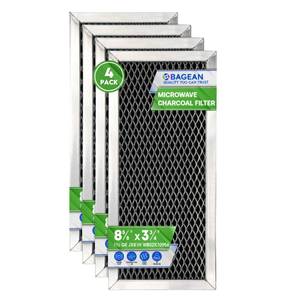 lot 20475 image: Microwave Filter Replacement 8.67in. x 3.95in. for JX81H WB02X10956 GE Microwave Charcoal Filter - Fits Samsung Carbon Filter - Freshens and Filters Kitchen Air in Over-the-Range Oven Stove Fan (4-Pack)