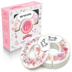 lot 20477 image: Baby Closet Size Dividers for Clothes - Set of 10 from Newborn to Toddler and 2 Blanks with Colored Box- Flower Designs Baby Closet Organizer for Nursery - Baby Clothes Organizer for Girl - Floral